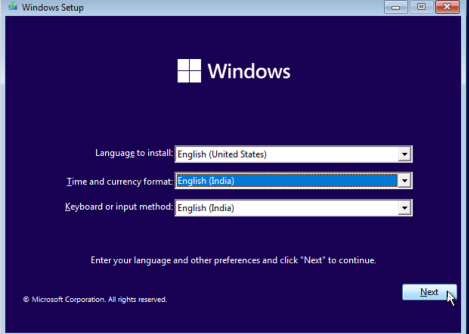 Choose languages & time format