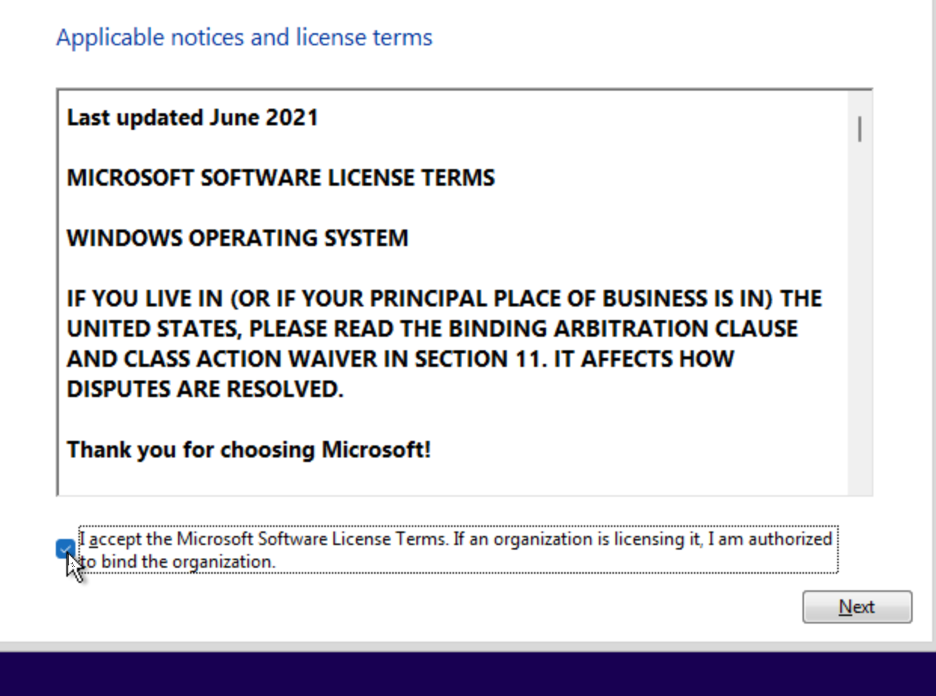 Windows license terms