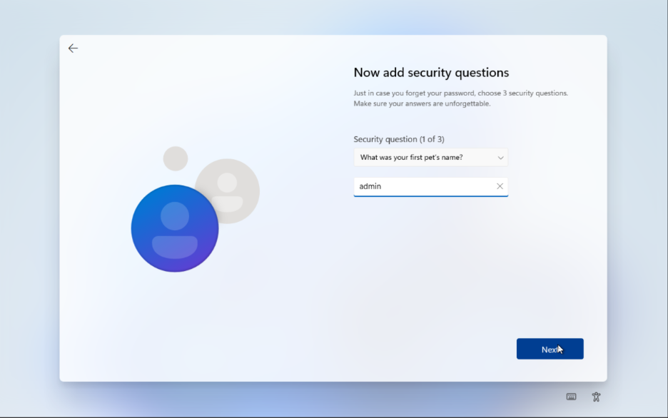 Adding security questions
