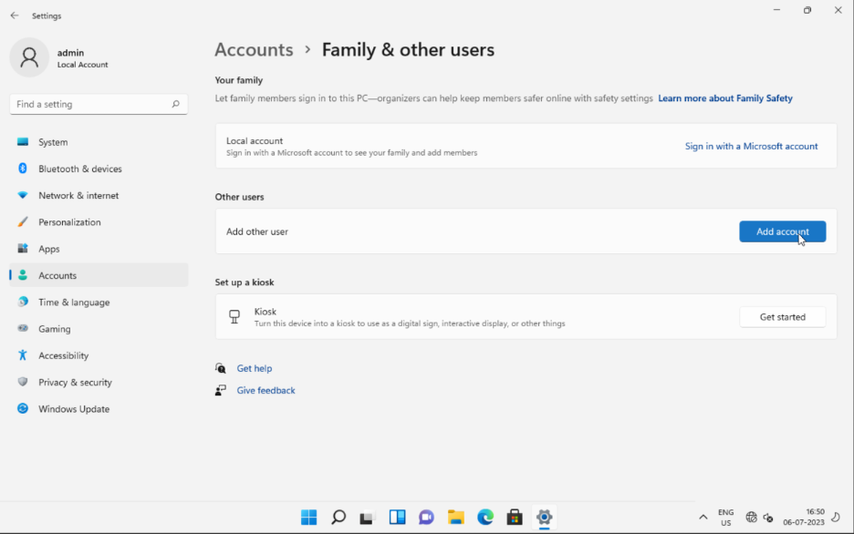 Add standard user