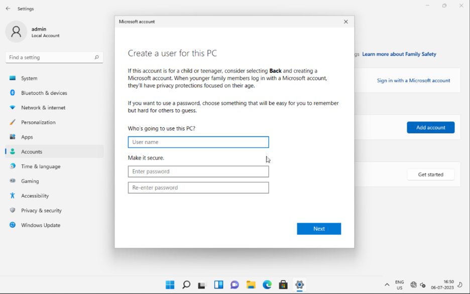 Adding user credentials